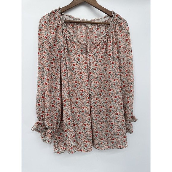 Max Studio Tops - Max‎ Studio 1X Ditzy Floral Long Sleeve Blouse Light Semi-sheer Cottagecore Boho
